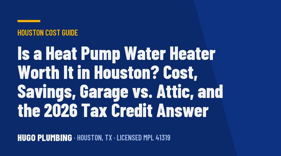 Is a Heat Pump Water Heater Worth It in Houston? Cost, Savings, Garage vs. Attic, and the 2026 Tax Credit Answer