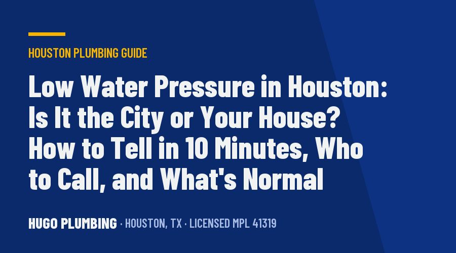 Low Water Pressure in Houston: Is It the City or Your House? How to Tell in 10 Minutes, Who to Call, and What's Normal